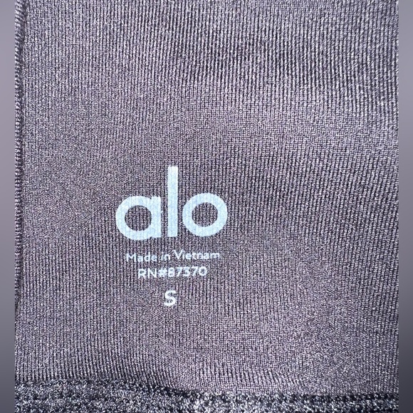 ALO Women's Yoga Goddess Ribbed Gray Black High Waisted Leggings Size S - Picture 8 of 12